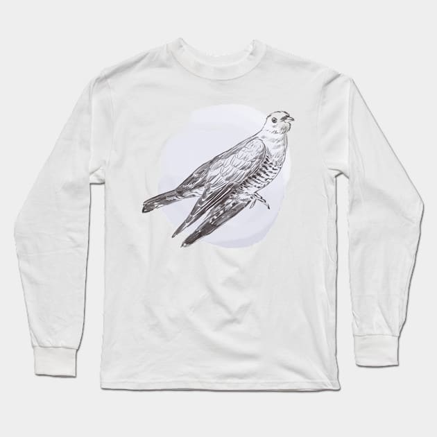 Hand drawn illustration of cuckoo forest bird Long Sleeve T-Shirt by Lshvsk